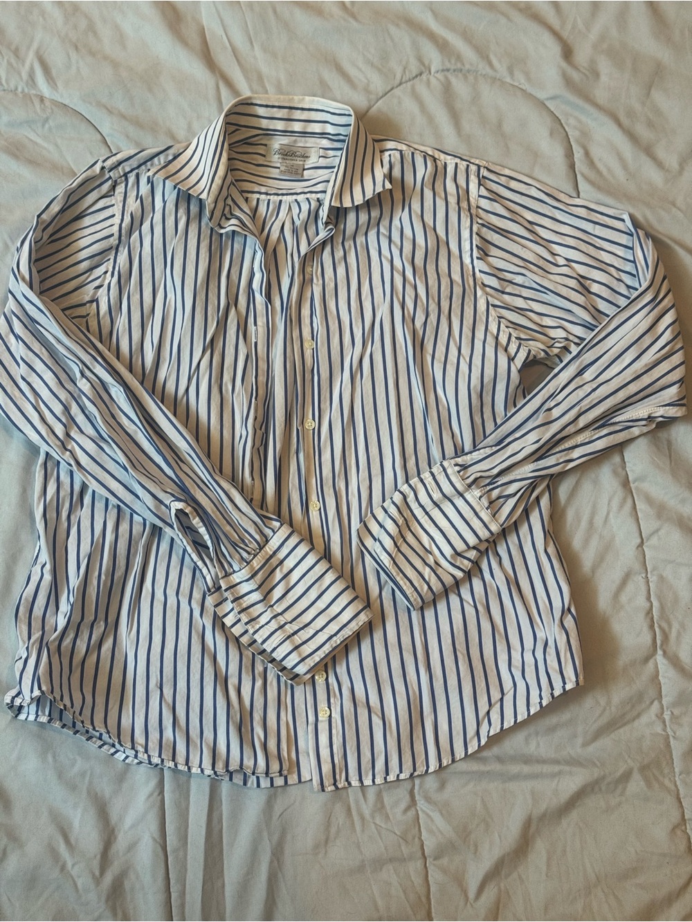 Brooks Brothers White Shirt with Blue Pinstripes